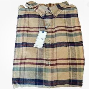NWT ROWM Men’s Long Sleeve Multi Color Plaid  Button Down w/ Front Pocket